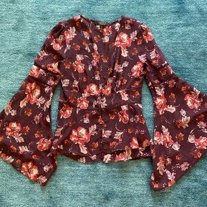 Forever 21 sheer bell sleeve blouse